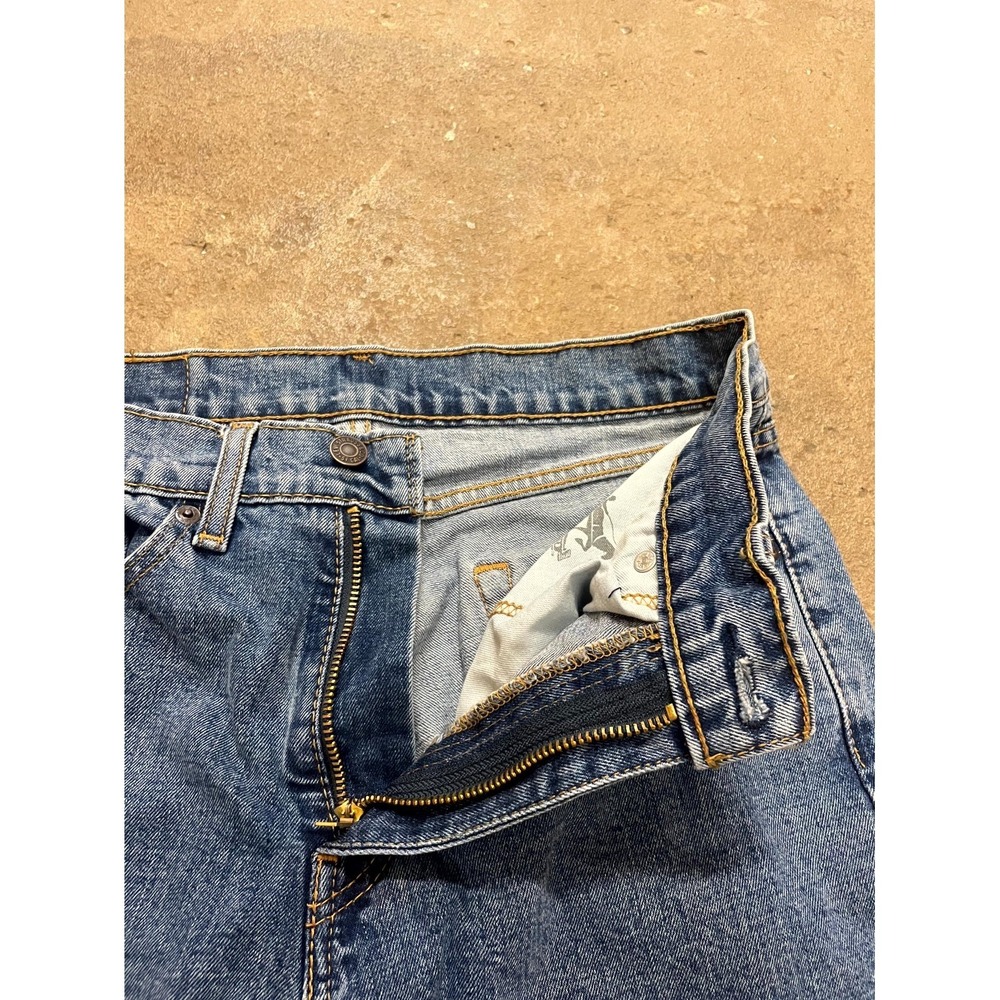 Levi's 505 Regular Fit Jeans Mens 31x34 Blue Denim Stonewash Mid Rise Straight - Picture 6 of 16